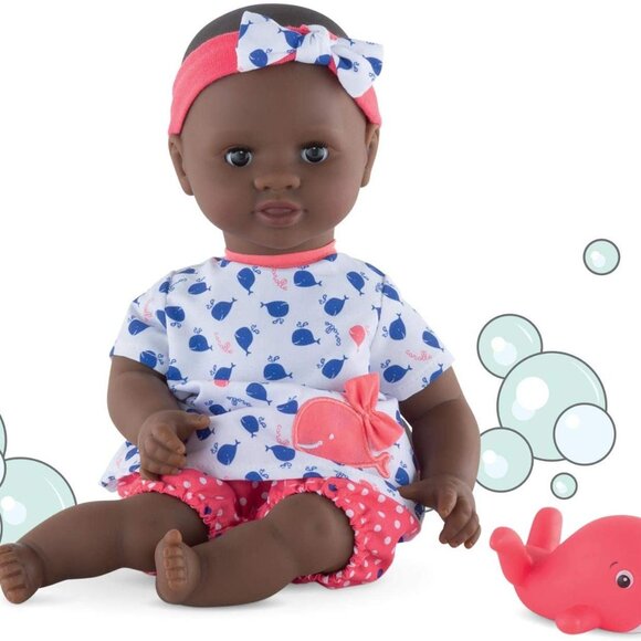 Corolle Bath Baby Alyzee Black Doll w/Little Whale Bbath Toy 12"-30cm New in Box - Picture 1 of 16